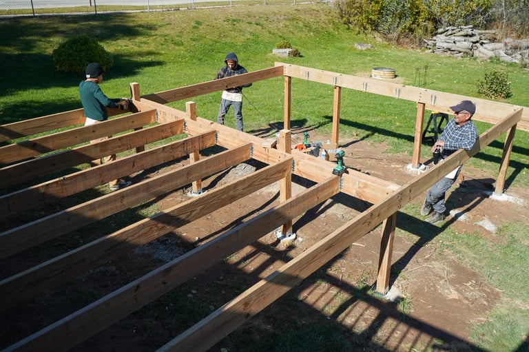 Wide Shot of Men Building Deck
